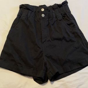 H&M high waist black cotton shorts